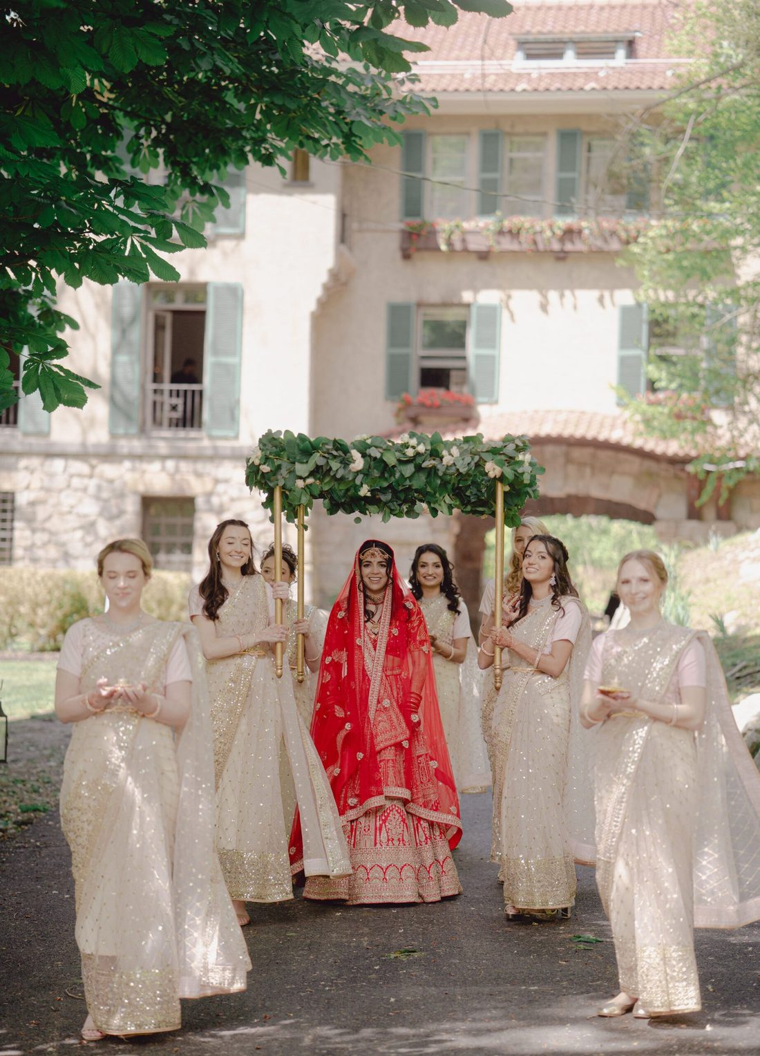 Bride with her bridesmaids