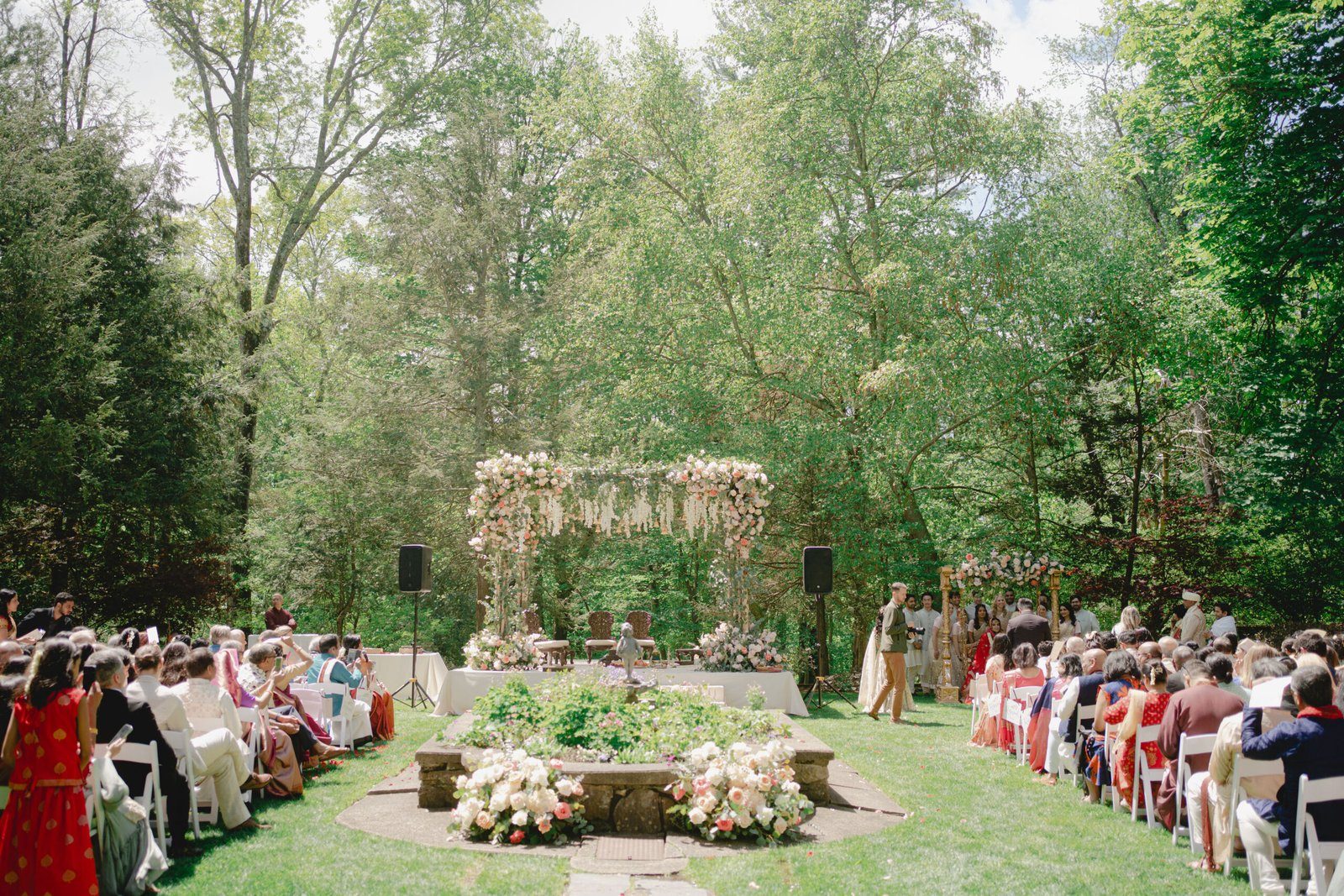 Open-air forest wedding ceremony
