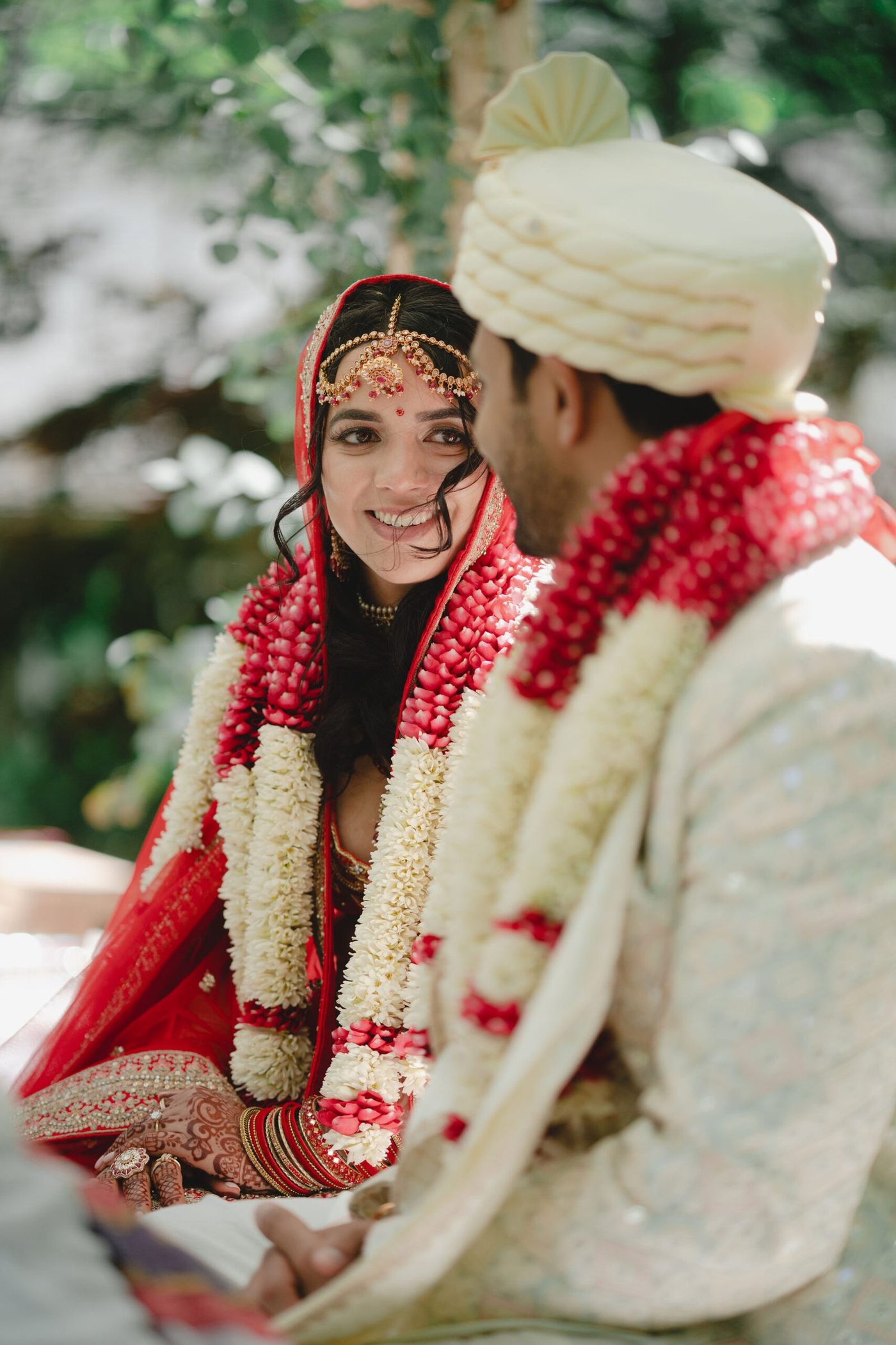 Couple with jasmine garlands