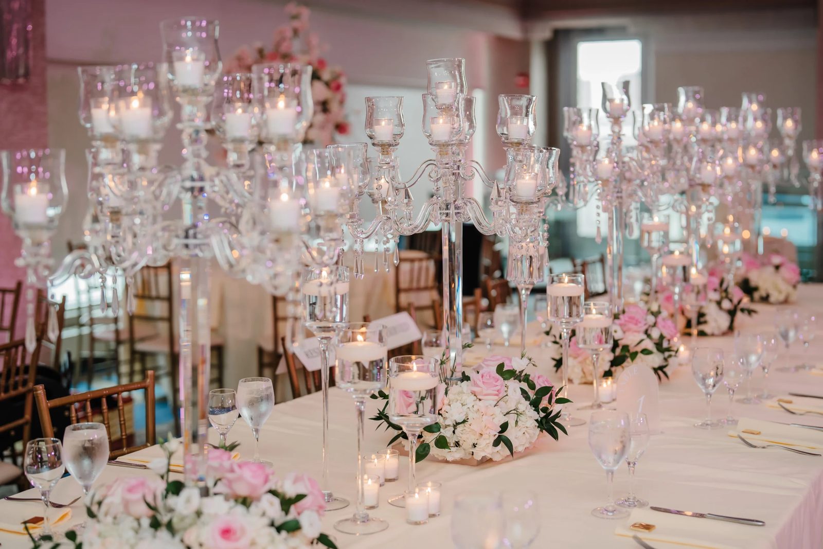 Luxury tablescape with crystal candelabras